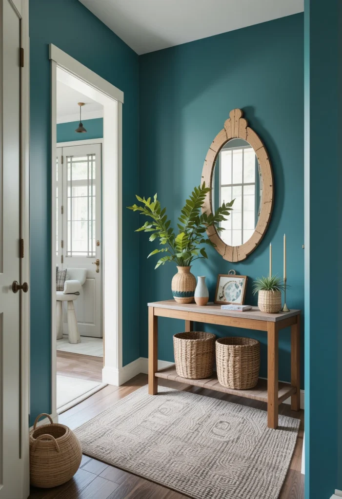 Teal With Natural Wood
