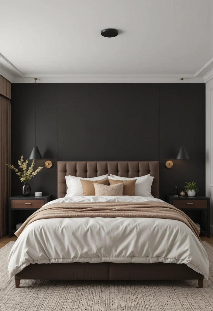 Dark Brown and Cream Modern Bedroom