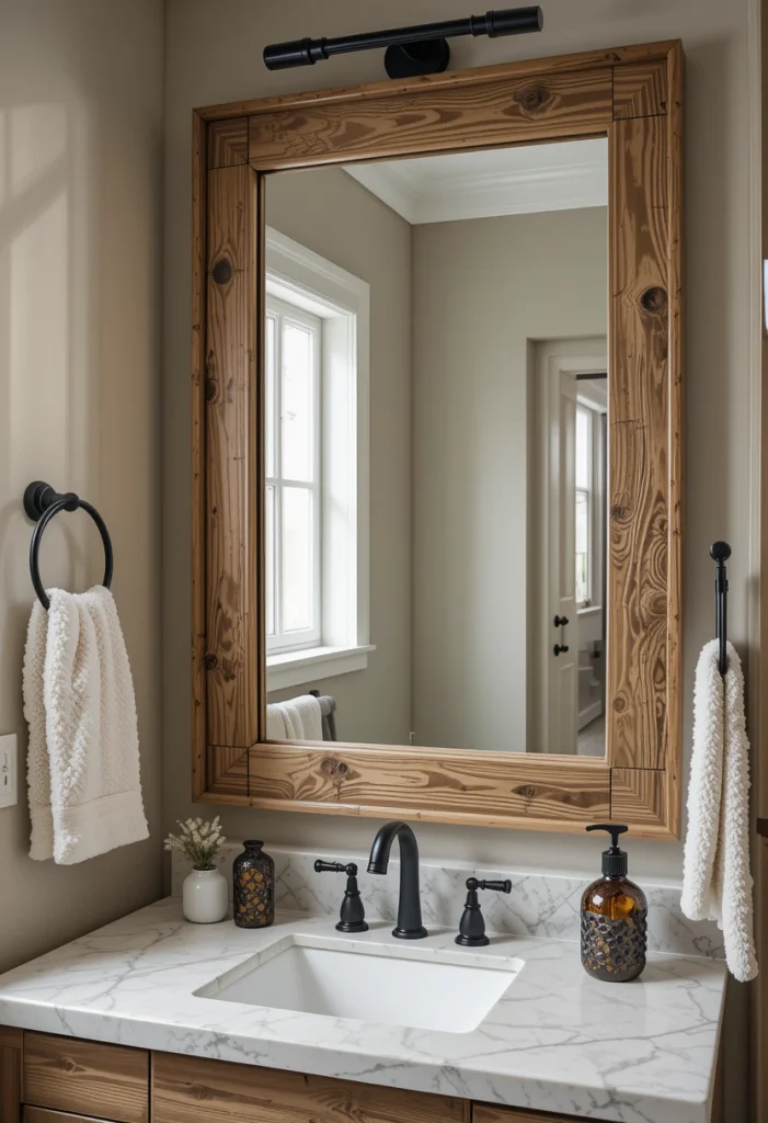 Use a Natural Wood Mirror Frame