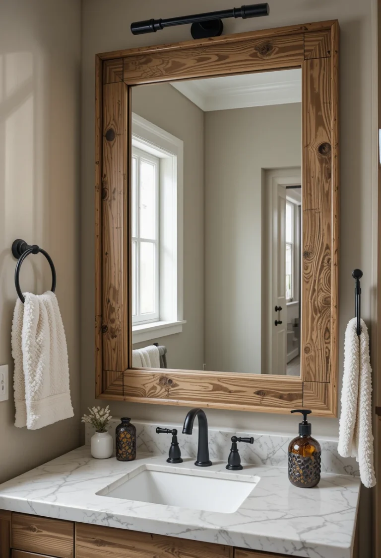 Use a Natural Wood Mirror Frame