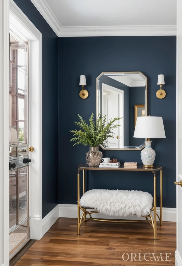 Navy Blue With Brass Accents