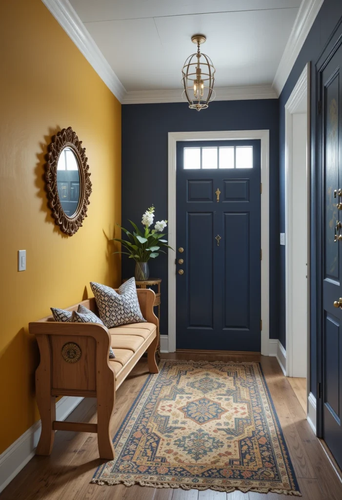 Mustard Yellow With Deep Blue