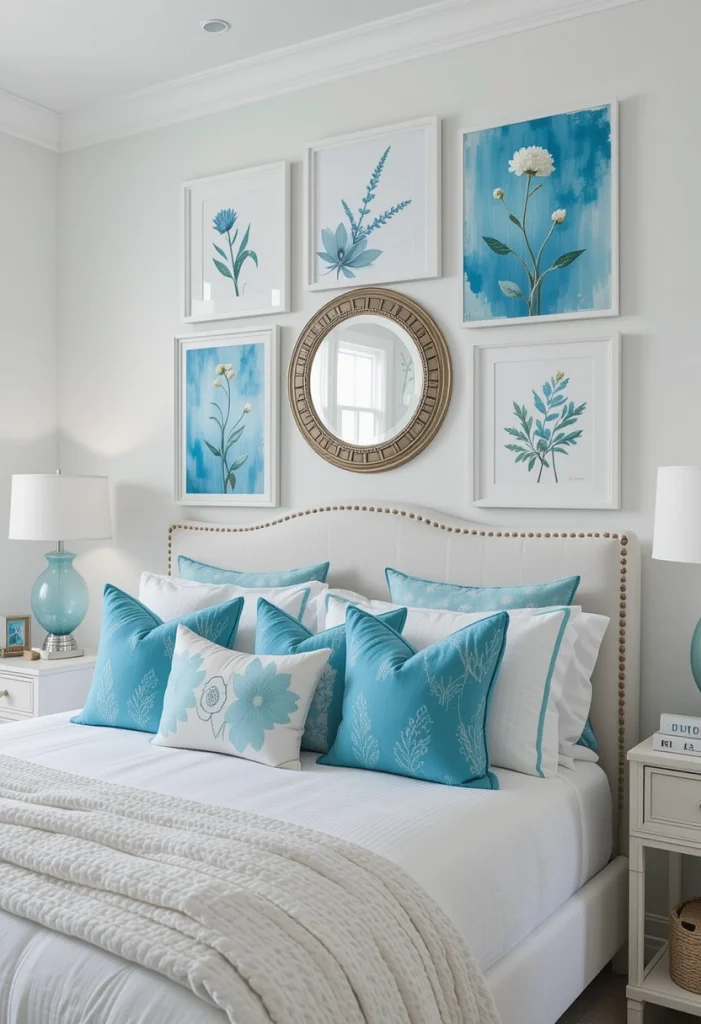 Finish with a Tiffany Blue and White Gallery Wall