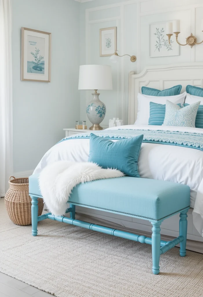 Add a Tiffany Blue Bedroom Bench