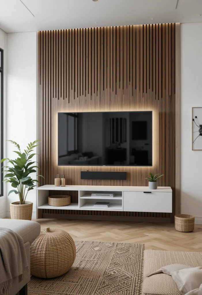 Brown Accent Wall Behind the TV