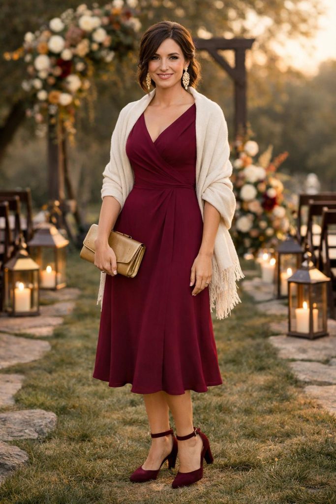 Burgundy Dress for a Fall Wedding