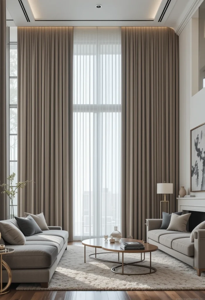 Motorized Wave-Fold Curtains for a Luxury Modern Home