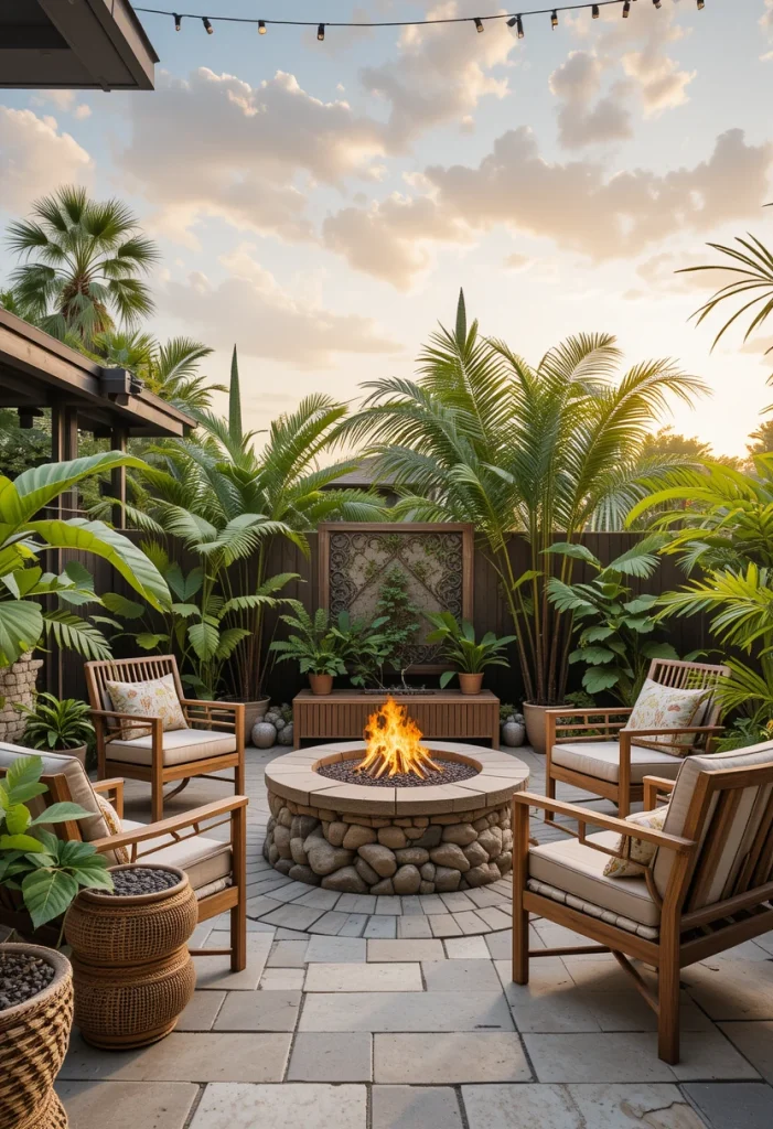 Design a Tropical-Inspired Fire Pit Retreat