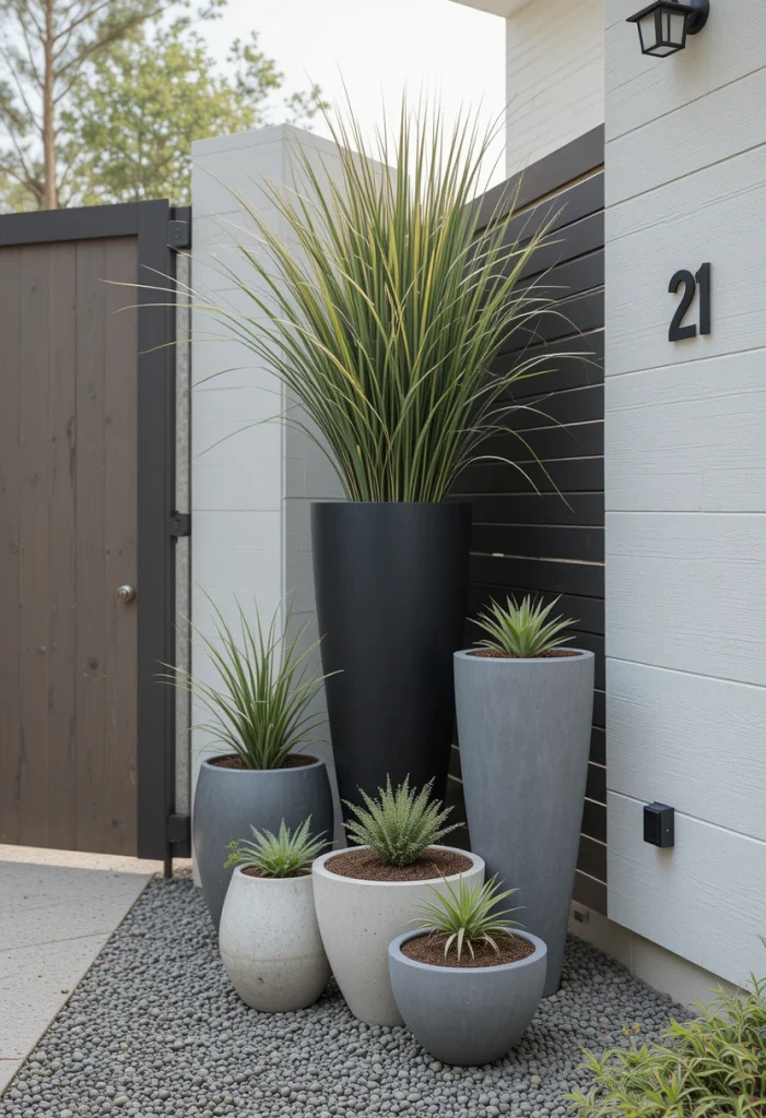 Layered Planters at the Driveway Gate