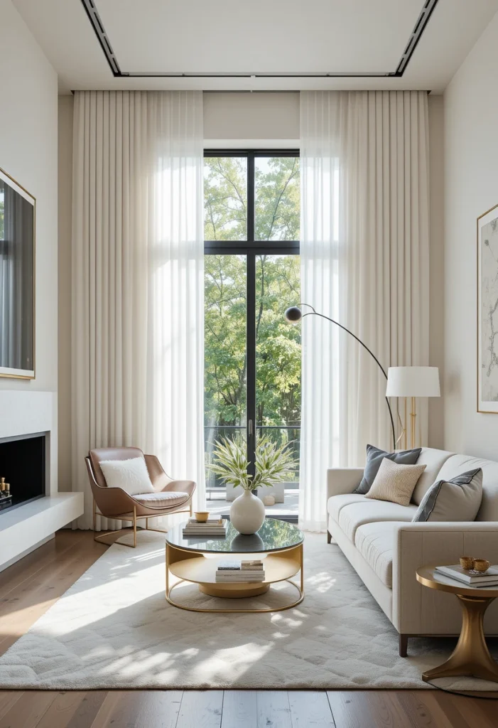 Floor-to-Ceiling White Sheer Curtains for Modern Elegance