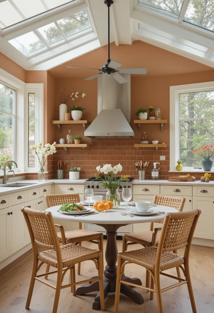 Modern Terracotta and Cream Sunroom Kitchen